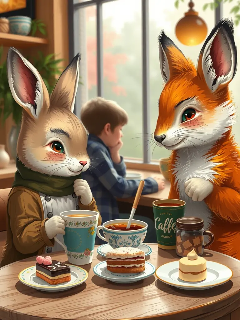 La fragranza del caffè notturno si accompagna a melodie di animali eleganti.