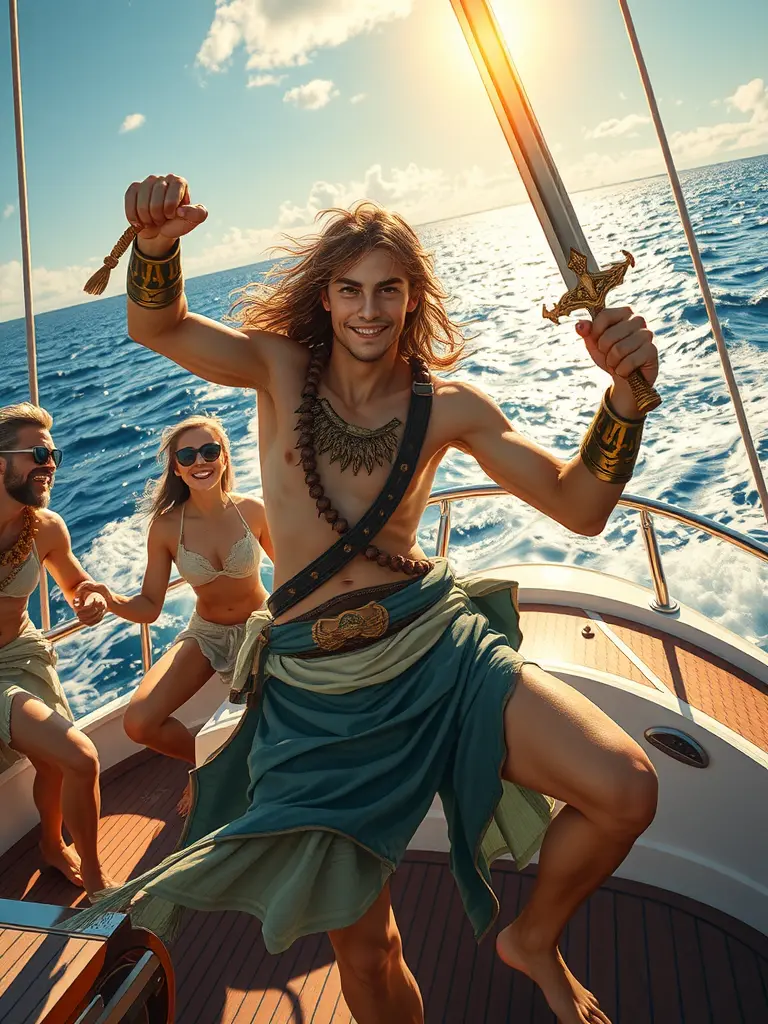 Die luukse seilboot onder die maanlig en die humorspeletjies van die gode.