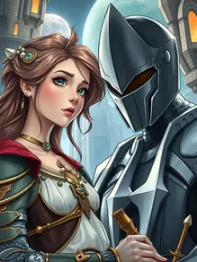 Igbalode ajakale-aye ti princess alagbara ati knight ìsọkan.