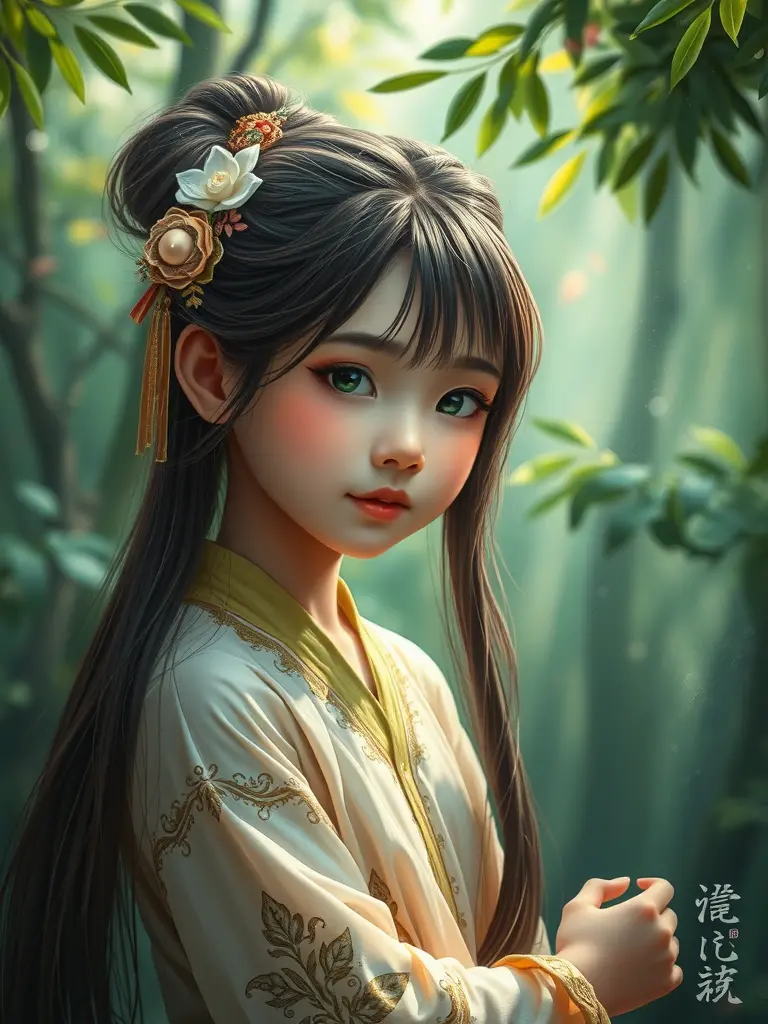 The brave one seeks the hidden light in the mysterious forest.
