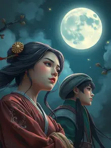 Oru ti awọn ẹlẹṣin ni ibi ti o n ṣe wọn ni imọlẹ oṣupa.