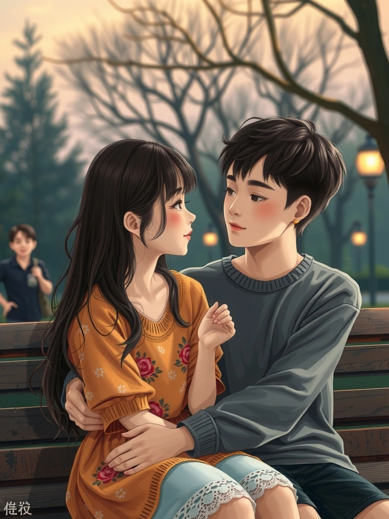 Ánh sáng mờ ảo trên con đường hoa hẹn hò vĩnh cửu.