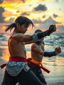 Nínú omi bulu, a mu ọwọ pẹ̀lú ọnà ikẹkọ́ Ẹ̀gbọ́n àti Ẹ̀gbọ́n.