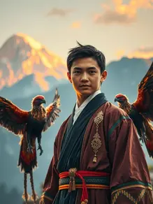月光下山林守護者與金羽鳥約定
